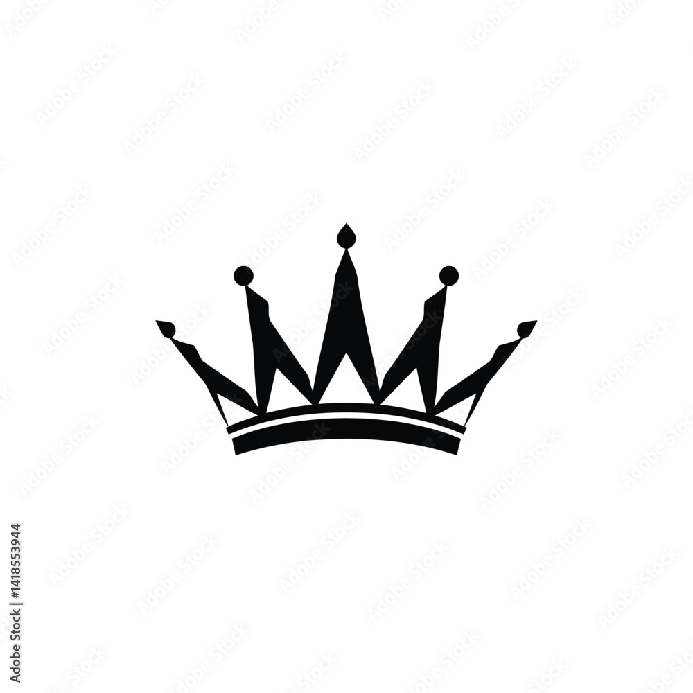 Simple Black Silhouette Crown Logo with Geometric Shapes and Balanced Composition on White Background Simple Black Silhouette Crown Logo with Geometric Shapes and Balanced Composition on White Background