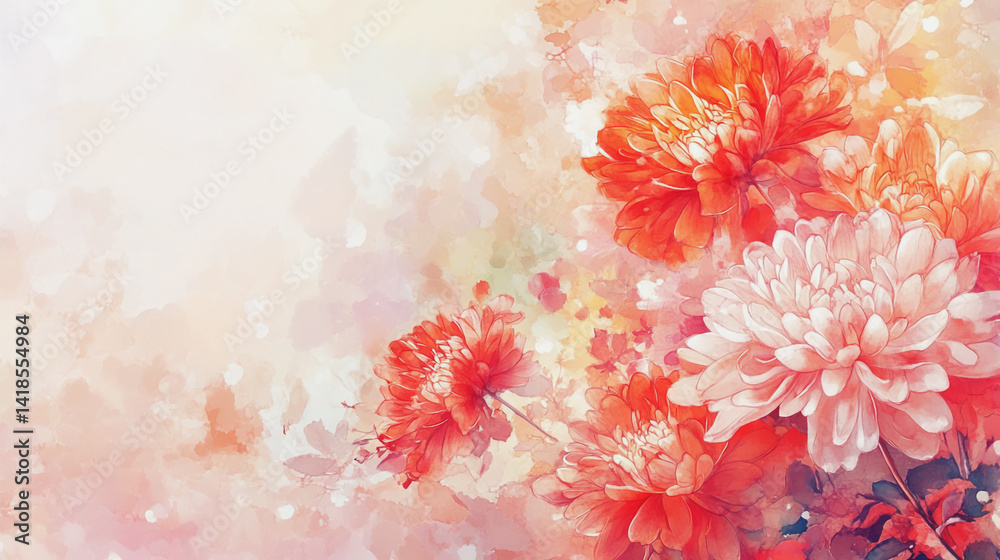 Elegant wedding invitation card background . Minimal hand painted watercolor Gerbera flowers texture template background. Design for wedding, vip cover, poster, rsvp moderncard.Valentine's Day Elegant wedding invitation card background . Minimal hand painted watercolor Gerbera flowers texture template background. Design for wedding, vip cover, poster, rsvp moderncard.Valentine's Day