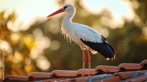 Stork sunset rooftop nature wildlife bird Portugal