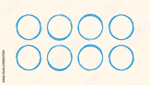 Doodle circle rounded vector border. Freehand rough sketch effect stroke. Children wax crayon stroke frame. Doodle manually drawn grunge color swirl pack. Vector design