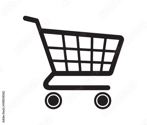 Shopping cart isolated on white background. Minimal Shopping cart icon for e-commerce site.