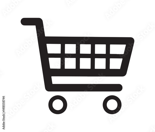 Shopping cart isolated on white background. Minimal Shopping cart icon for e-commerce site.