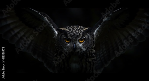 Majestic Owl in Flight: A Dark and Mystical Portrait