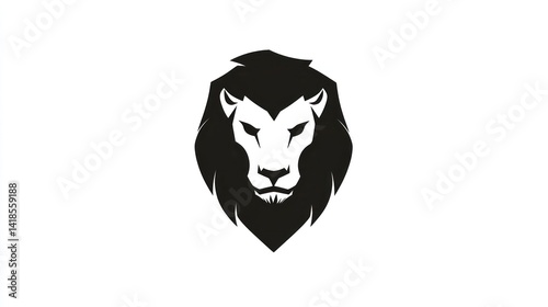 Lion head, strong, majestic, white background, logo design