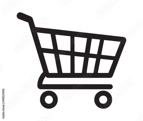 Shopping cart isolated on white background. Minimal Shopping cart icon for e-commerce site.