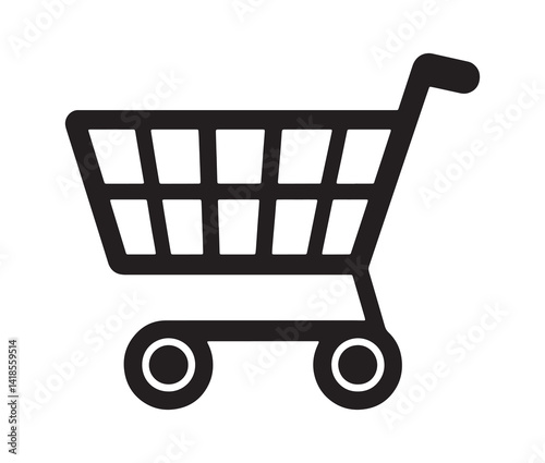 Shopping cart isolated on white background. Minimal Shopping cart icon for e-commerce site.