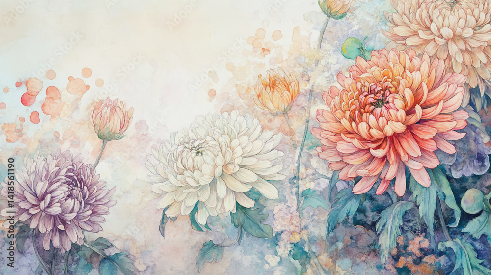 custom made wallpaper toronto digitalElegant wedding invitation card background . Minimal hand painted watercolor Gerbera flowers texture template background. Design for wedding, vip cover, poster, rsvp moderncard.Valentine's Day