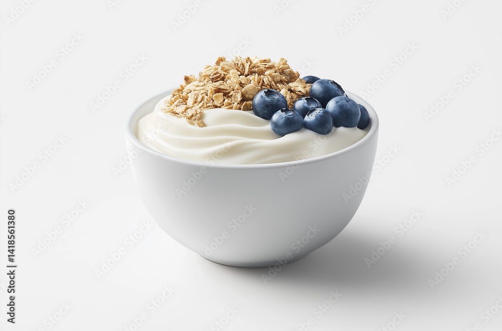 This is a delicious bowl of yogurt with blueberries and oat crisp, fresh in color, nutritious, and a healthy breakfast. This is a delicious bowl of yogurt with blueberries and oat crisp, fresh in color, nutritious, and a healthy breakfast.