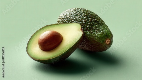 Slicing avocado kitchen counter hyperrealistic photograph minimalist vertical view food art