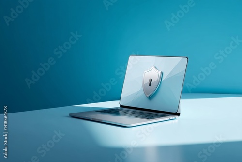 Laptop Displays a Digital Shield: Enhancing Online Security and Privacy for Safe Computing