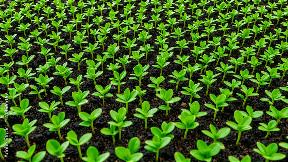 Crop sprouts close-up. Sprouts break through the ground Crop sprouts close-up. Sprouts break through the ground