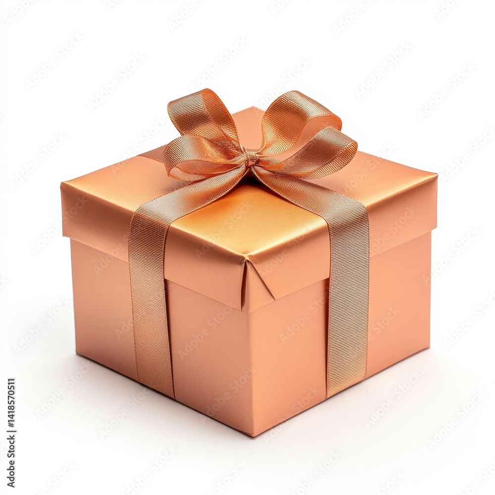 Fototapeta premium Elegant Orange Gift Box with Bow Ideal for Celebrations and Events