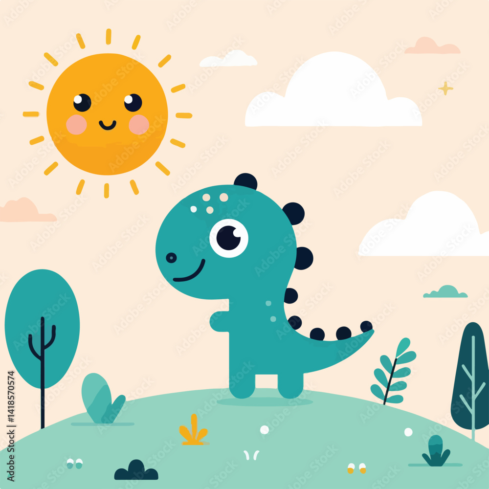 Obraz premium vector image of cute dinosaur