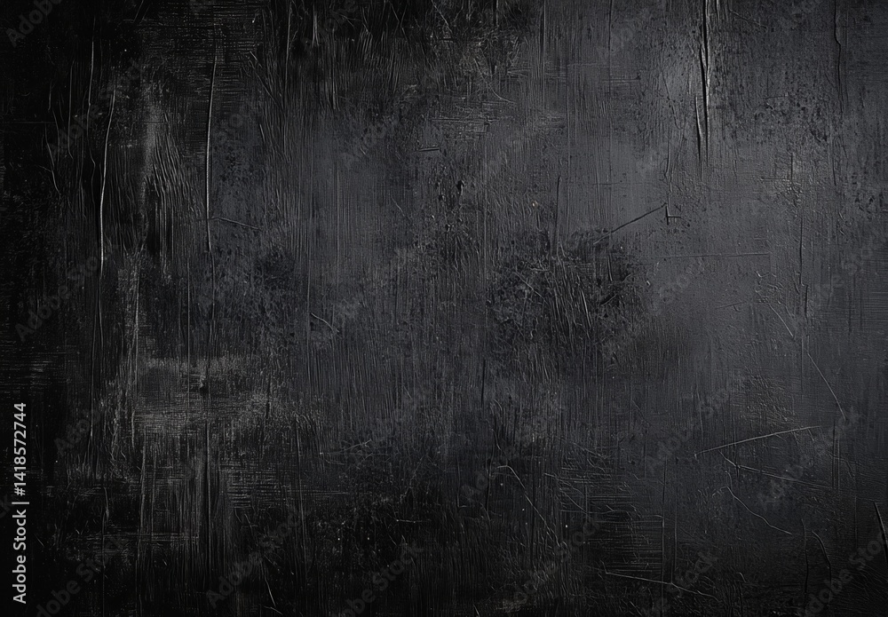 Obraz premium Dark grunge black background with scratched texture, distressed rough surface, abstract dark gray backdrop for design