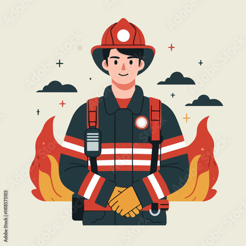 cool firefighter image vector