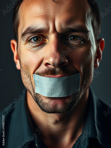 Man wit the taped mouth