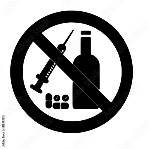 Icons of the prohibition of using drugs 