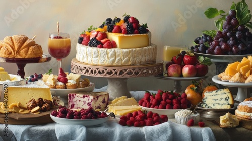 Wallpaper Mural A lavish food spread filled with different fruits and cheeses Torontodigital.ca