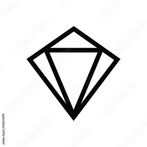 Abstract Diamond Shape, Geometric Outline, Minimalist Design, on Transparent Background