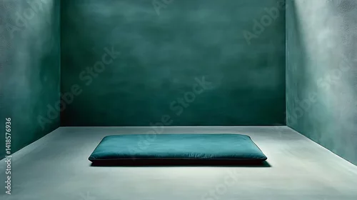 Fototapeta na wymiar Teal Velvet Cushion in Minimalist Room