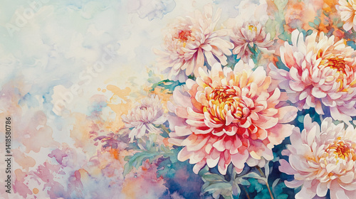 Wallpaper Mural Elegant wedding invitation card background . Minimal hand painted watercolor Gerbera flowers texture template background. Design for wedding, vip cover, poster, rsvp moderncard.Valentine's Day Torontodigital.ca