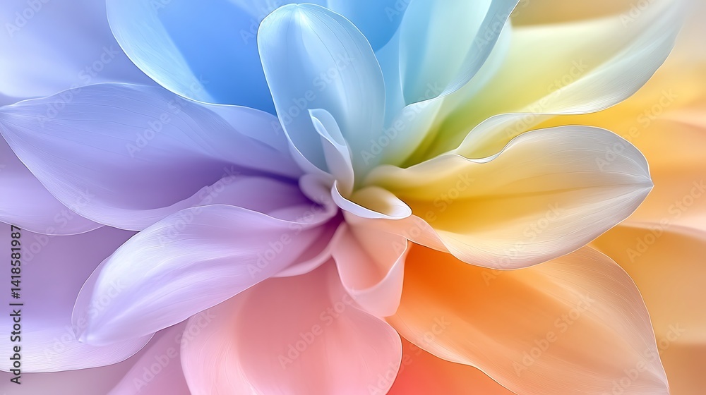 Fototapeta premium Pastel Rainbow Flower Petals Macro Closeup