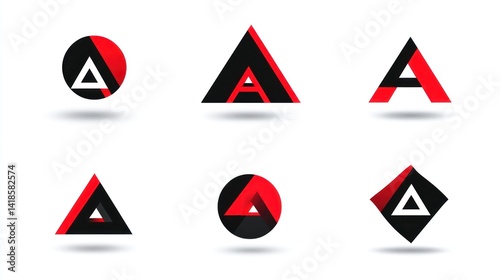 Free Download Six red and black abstract shapes on a white background, graphic design, marketing - GFXLoad
