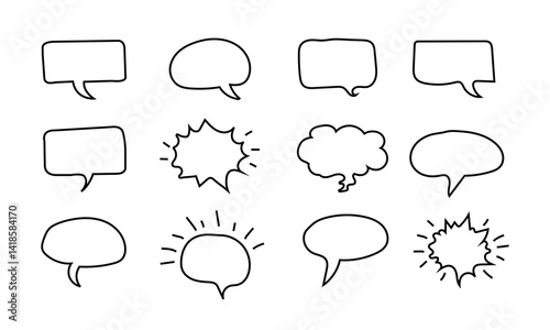 Call out bubble or callout speech balloon set in light yellow color. Callout bubble or callout speech balloon set in yellow color stroke style. Vector speech clouds chat bubble icon.