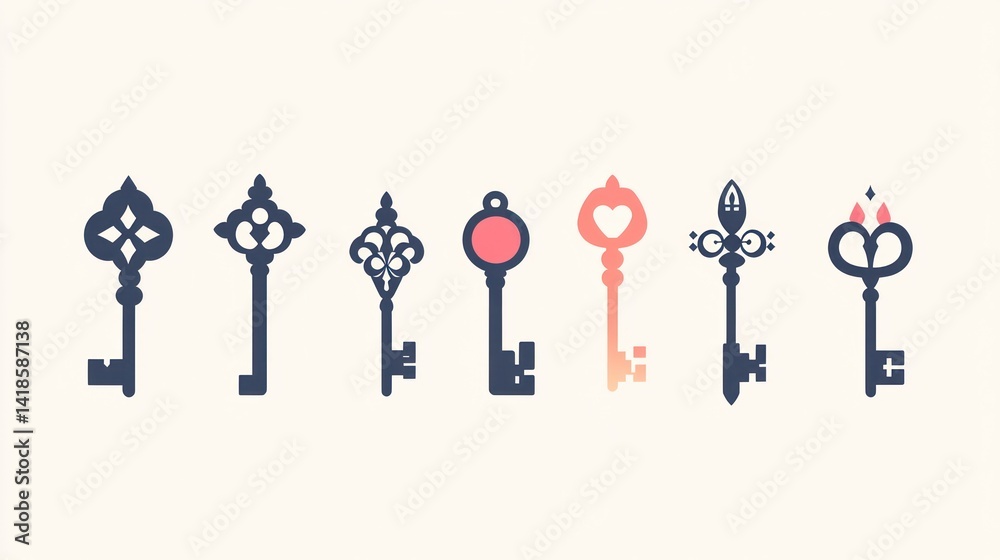 Antique Key Collection Design Elements Antique Key Collection Design Elements