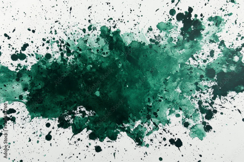 Obraz premium Abstract Green Ink Splatter Texture on White Background Design