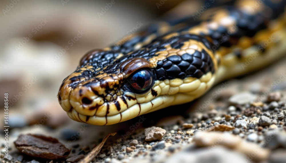 Close-up encounter with a colorful snake tropical forest wildlife photography natural habitat ground level biodiversity exploration Close-up encounter with a colorful snake tropical forest wildlife photography natural habitat ground level biodiversity exploration
