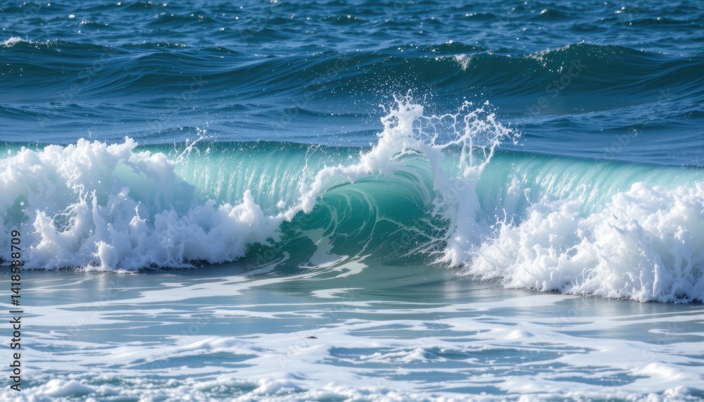Obraz premium Dynamic ocean waves crashing on sandy beach nature photography coastal environment aerial view