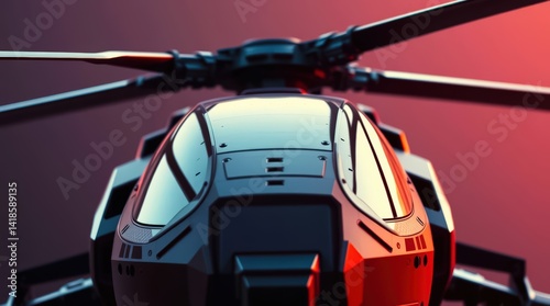 Futuristic helicopter with sleek design.