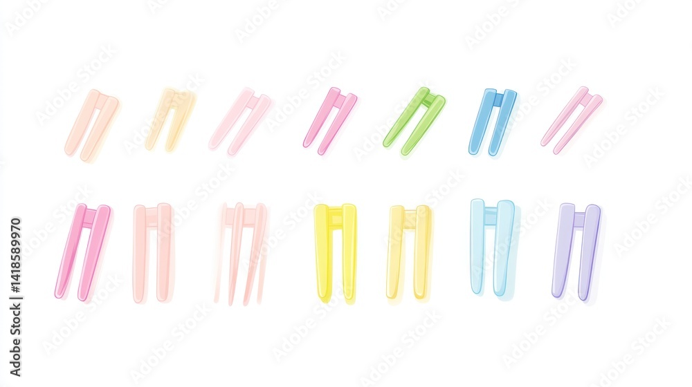 Pastel-colored mini clothespins on white background; craft supplies Pastel-colored mini clothespins on white background; craft supplies