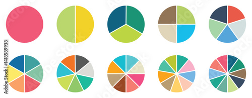 Circular chart. Wheel division into fractions with colorful segments, circular shape sectors. Vector-eps 10
