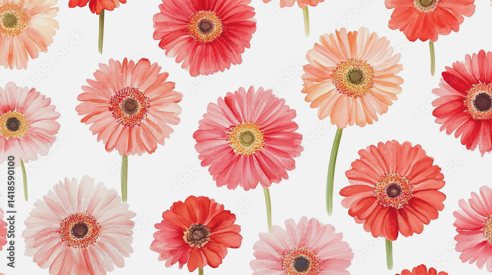 Elegant wedding invitation card background . Minimal hand painted watercolor Gerbera flowers texture template background. Design for wedding, vip cover, poster, rsvp moderncard.Valentine's Day Elegant wedding invitation card background . Minimal hand painted watercolor Gerbera flowers texture template background. Design for wedding, vip cover, poster, rsvp moderncard.Valentine's Day