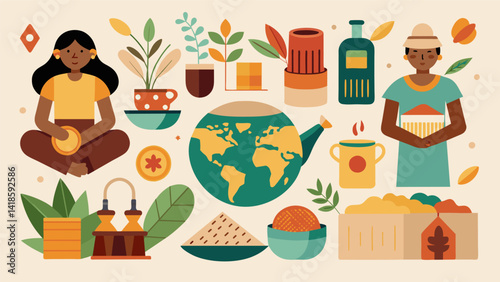 A curated selection of fair trade ethicallyproduced home goods and decor supporting artisans and communities around the world.. Vector illustration