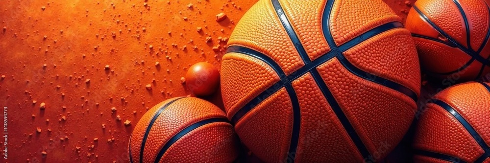 Obraz premium Seamless basketball & football texture; sporty, repeating brush strokes , lines, fabric, geometric