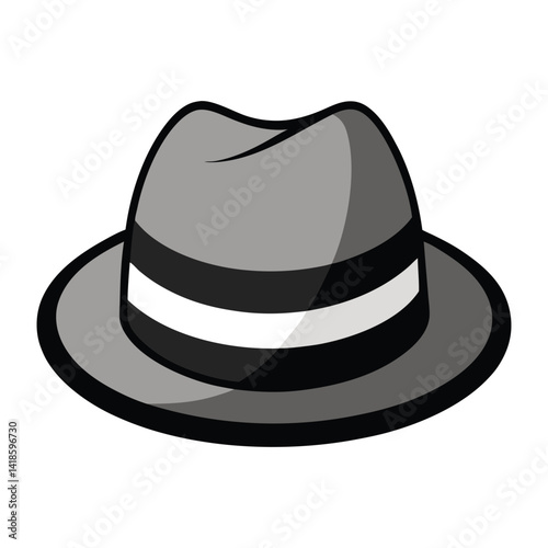 Monochrome vector of a vintage fedora hat, ideal for classy dad-themed illustrations and branding templates.