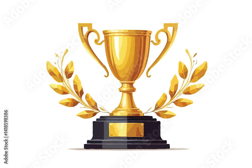 Golden trophy cup award