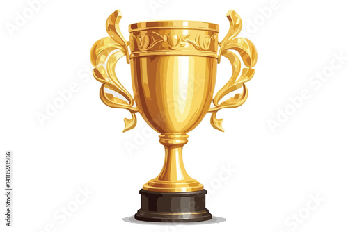 Golden trophy cup award
