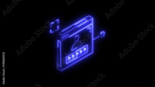Glowing neon account restriction icon 4k  isolated on black background. HD Video motion graphic animation
