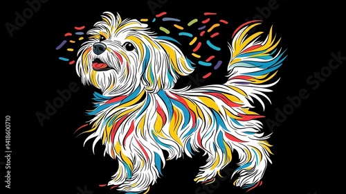 Wallpaper Mural Colorful Illustration of a Playful Small Dog Torontodigital.ca