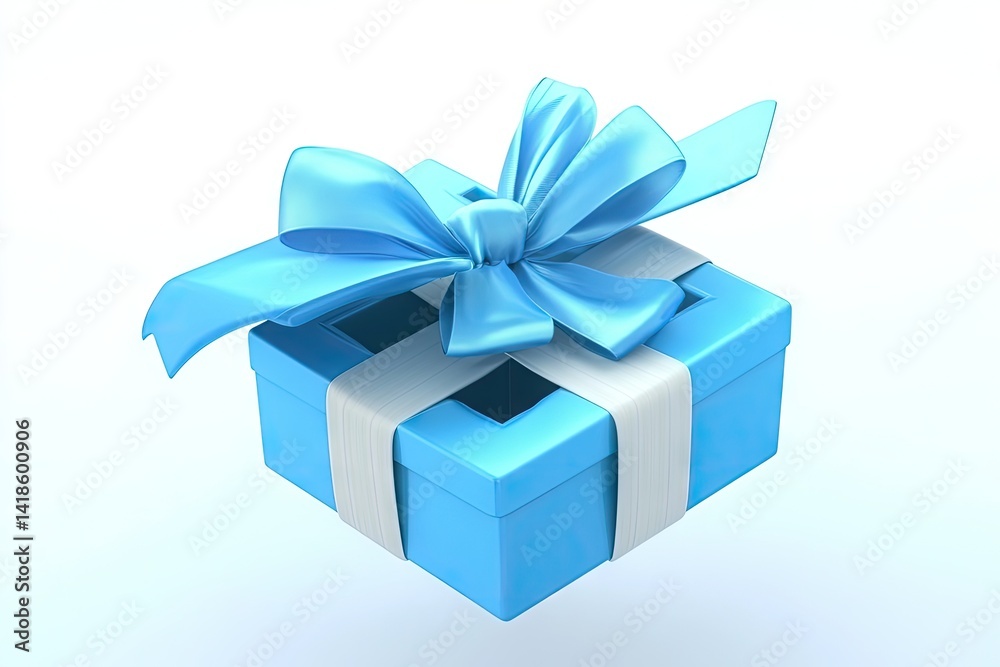 Fototapeta premium Light blue gift box with ribbon