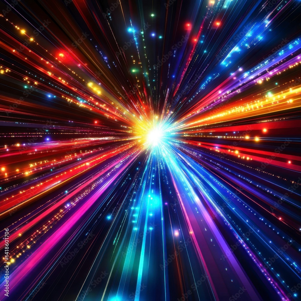 Fototapeta premium Vibrant Colorful Light Trails in Abstract Motion Design
