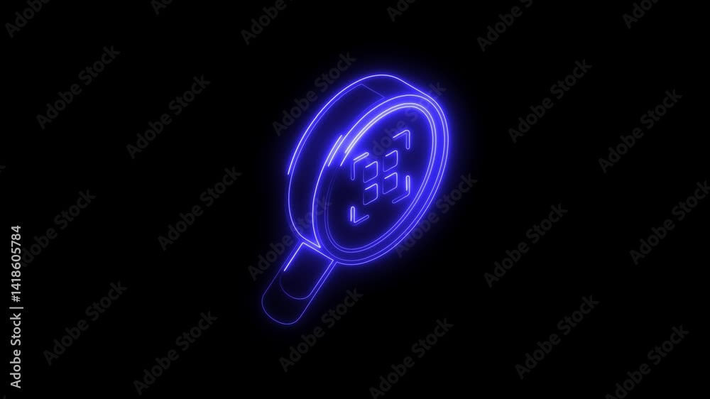 Glowing neon barcode scanner icon 4k isolated on black background. HD Video motion graphic animation Glowing neon barcode scanner icon 4k isolated on black background. HD Video motion graphic animation