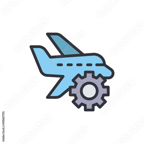 Aircraft repair colored icons, minimalist vector illustration ,simple transparent graphic element .Isolated on white background