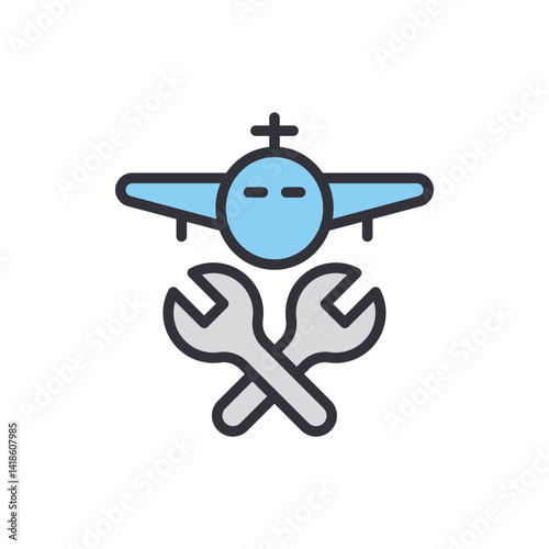 Aircraft repair colored icons, minimalist vector illustration ,simple transparent graphic element .Isolated on white background