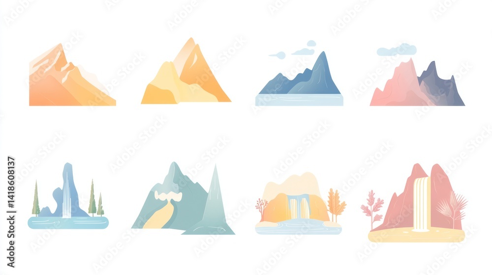 custom made wallpaper toronto digitalMountain landscape illustrations; various styles, colors, backgrounds; website design