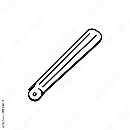 Outline of a Closed Folding Fan with a Simple and Clean Style Art